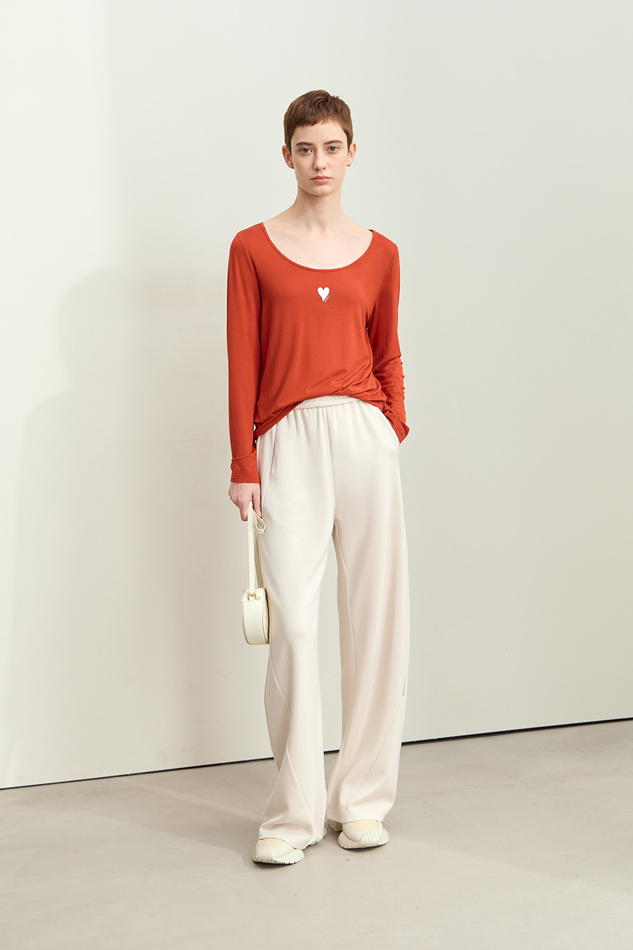 Crew Neck Heart Print T-shirt