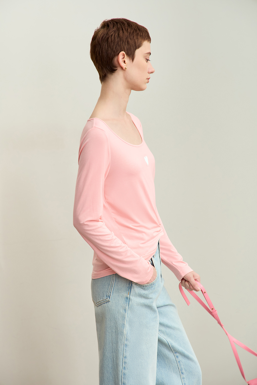 Crew Neck Heart Print T-shirt