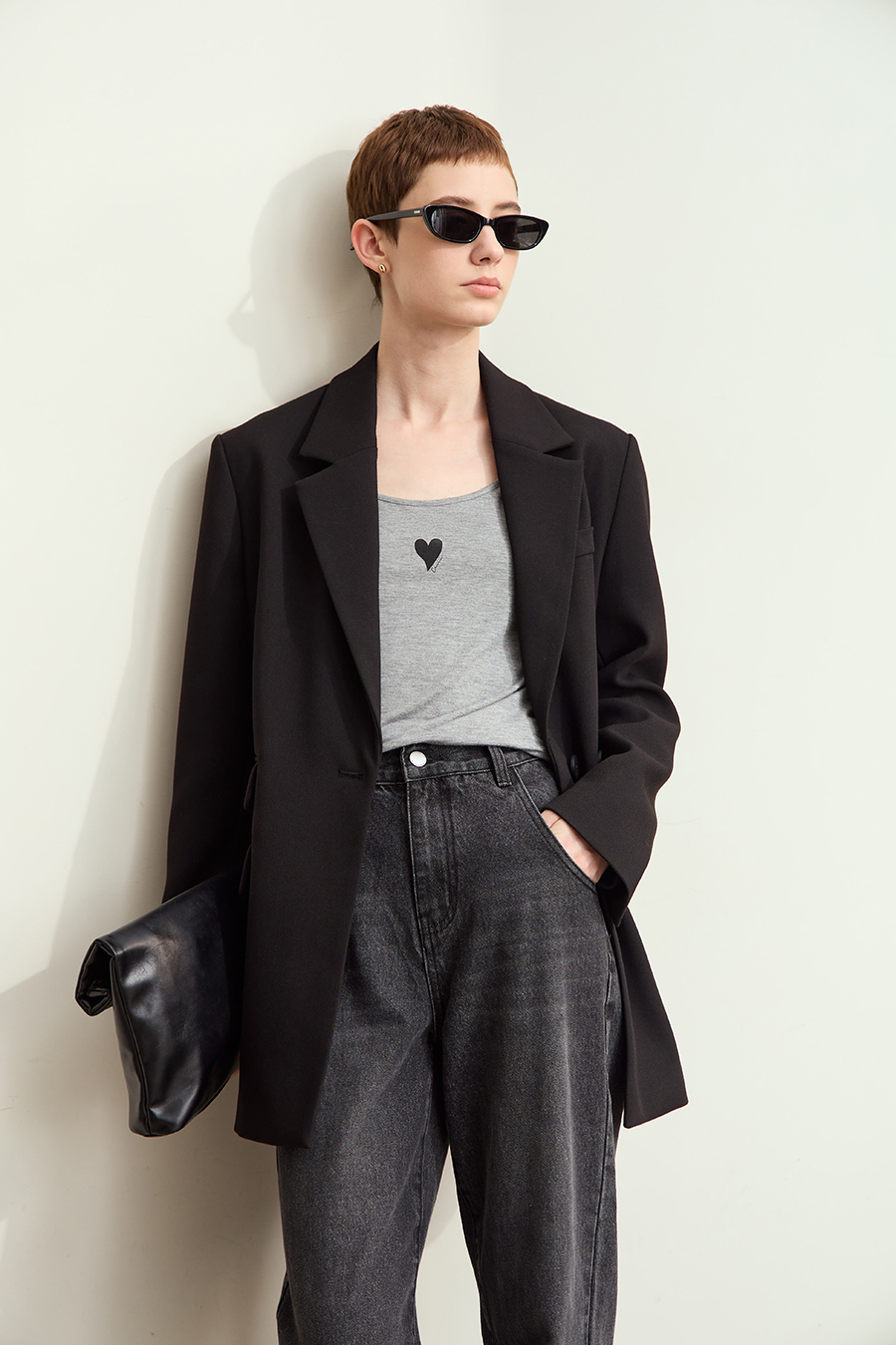 Crew Neck Heart Print T-shirt