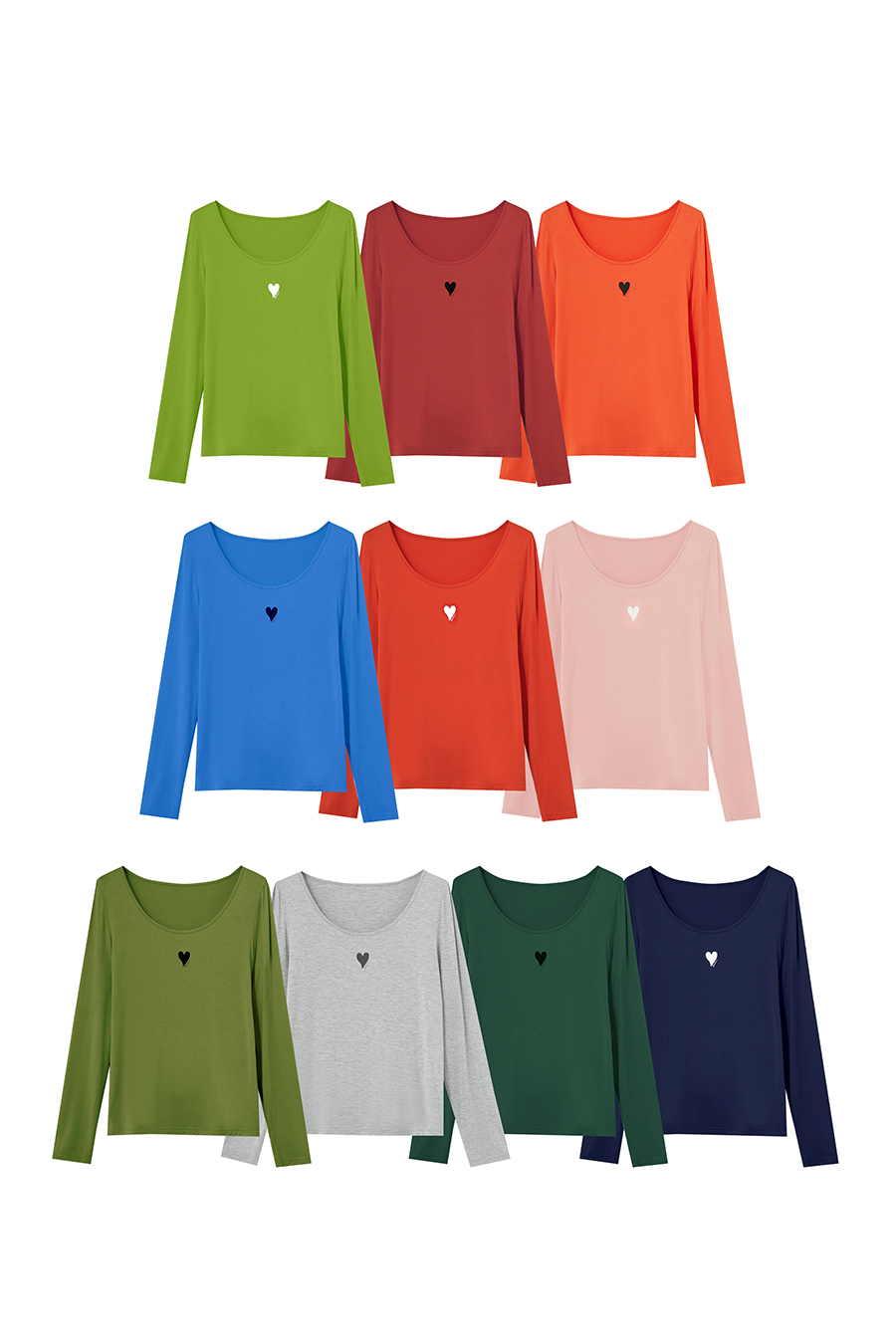 Crew Neck Heart Print T-shirt