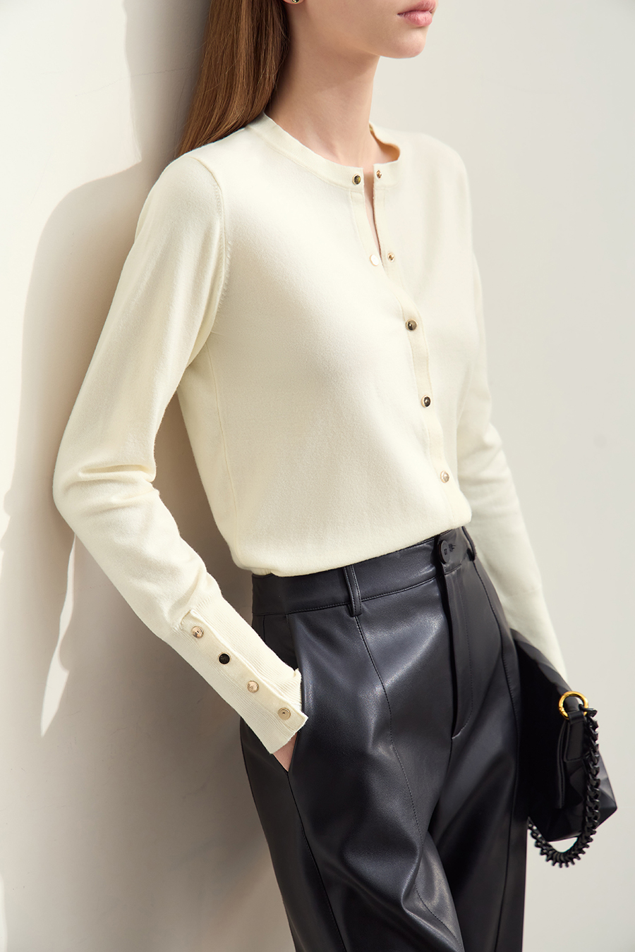 Metal Button Knitted Cardigan|AMII-AMII.com