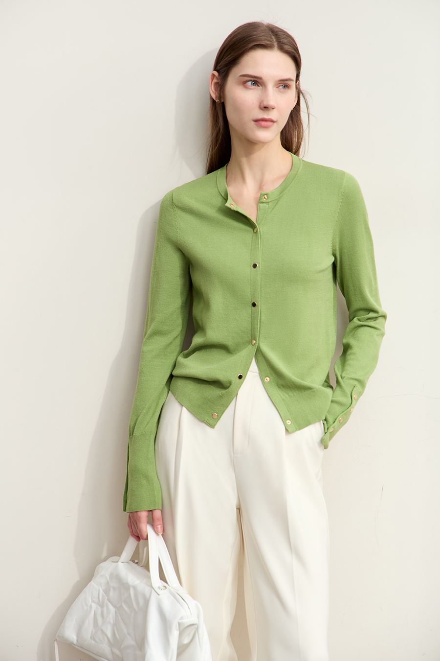 Metal Button Knitted Cardigan|AMII-AMII.com