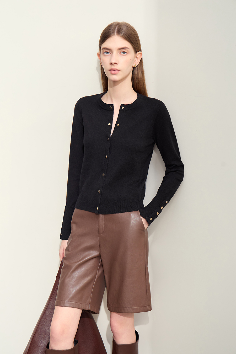 Metal Button Knitted Cardigan|AMII-AMII.com