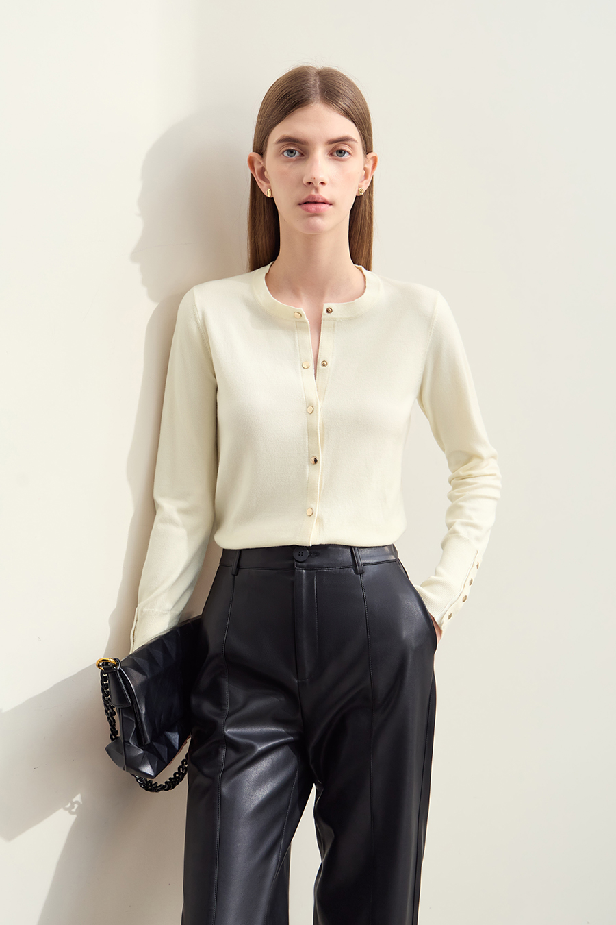 Metal Button Knitted Cardigan|AMII-AMII.com