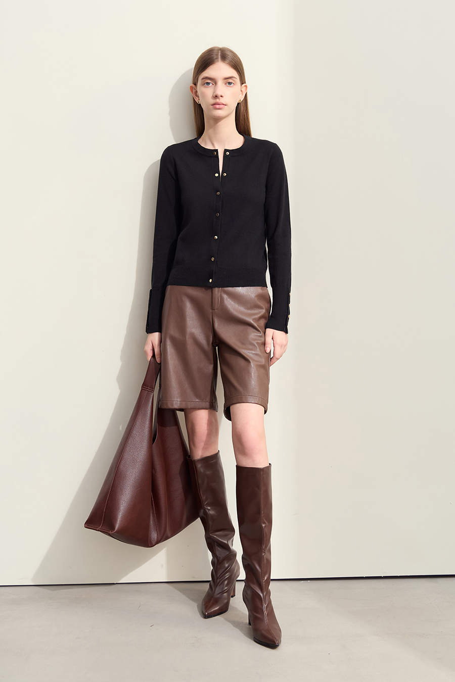 Metal Button Knitted Cardigan|AMII-AMII.com