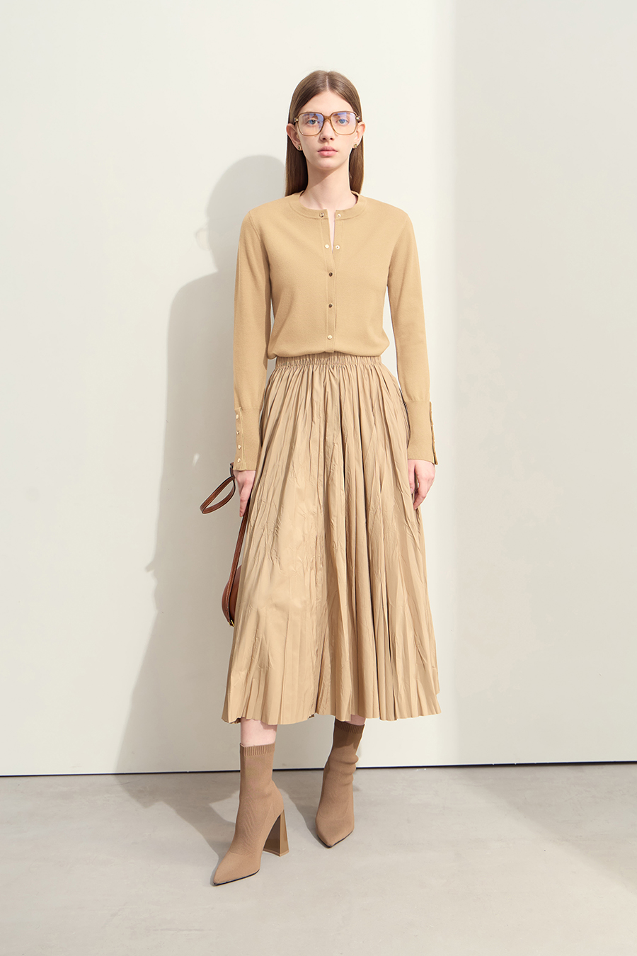 Metal Button Knitted Cardigan|AMII-AMII.com