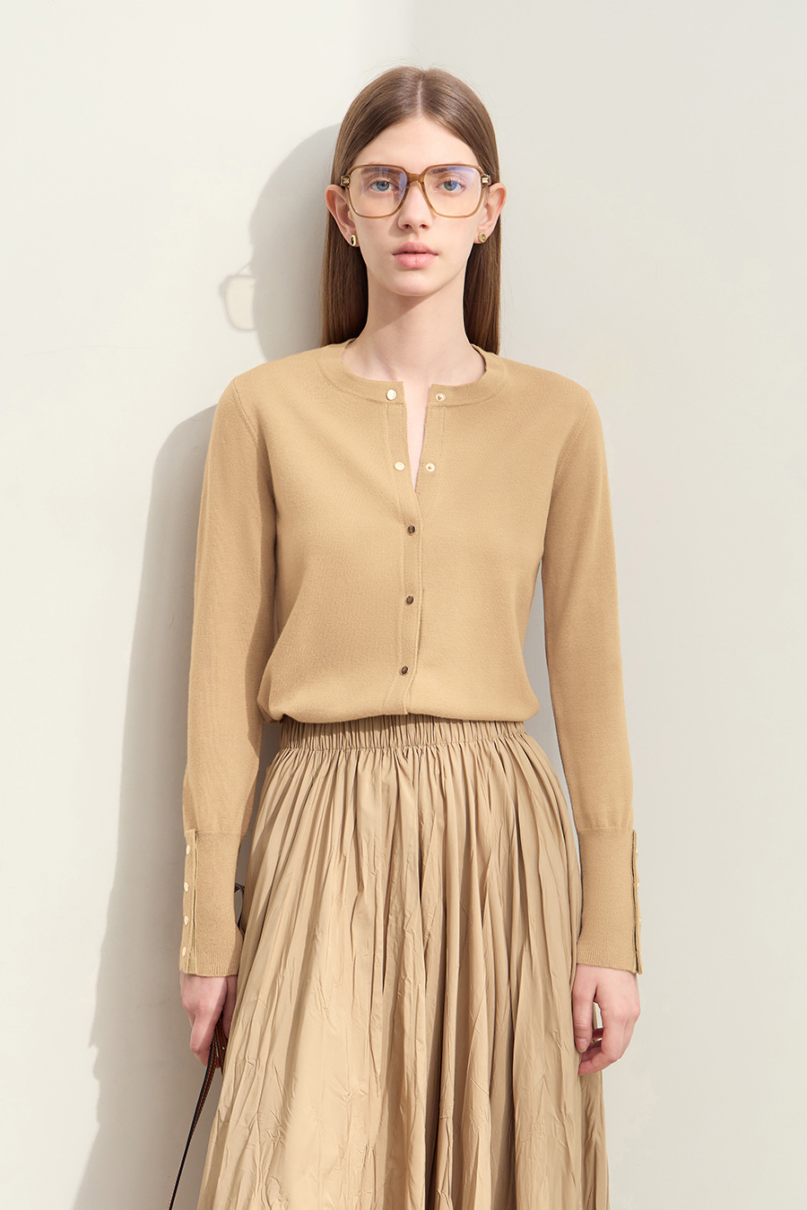 Metal Button Knitted Cardigan|AMII-AMII.com