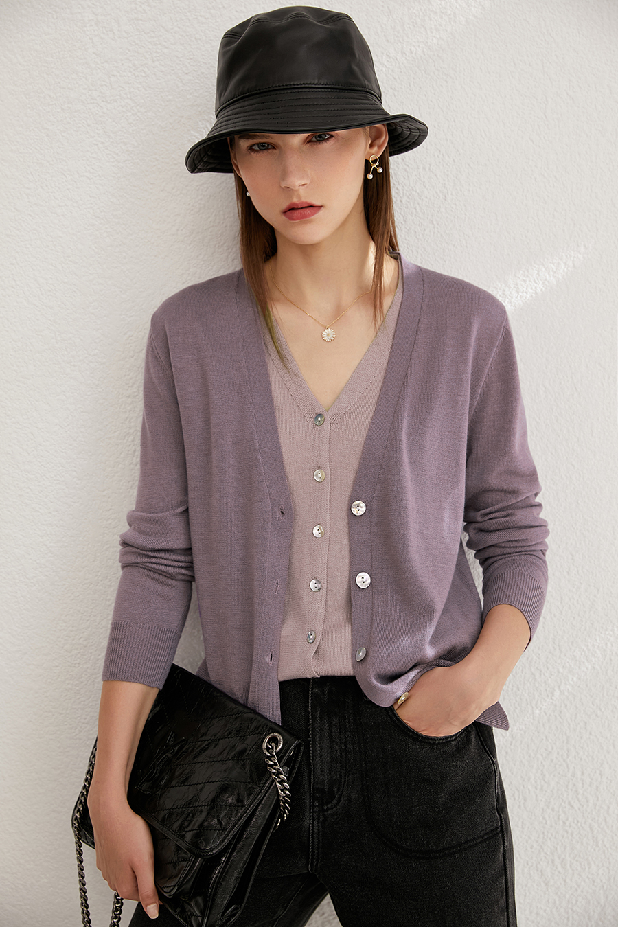 Fake Two - piece Knitted Cardigan|AMII-AMII.com