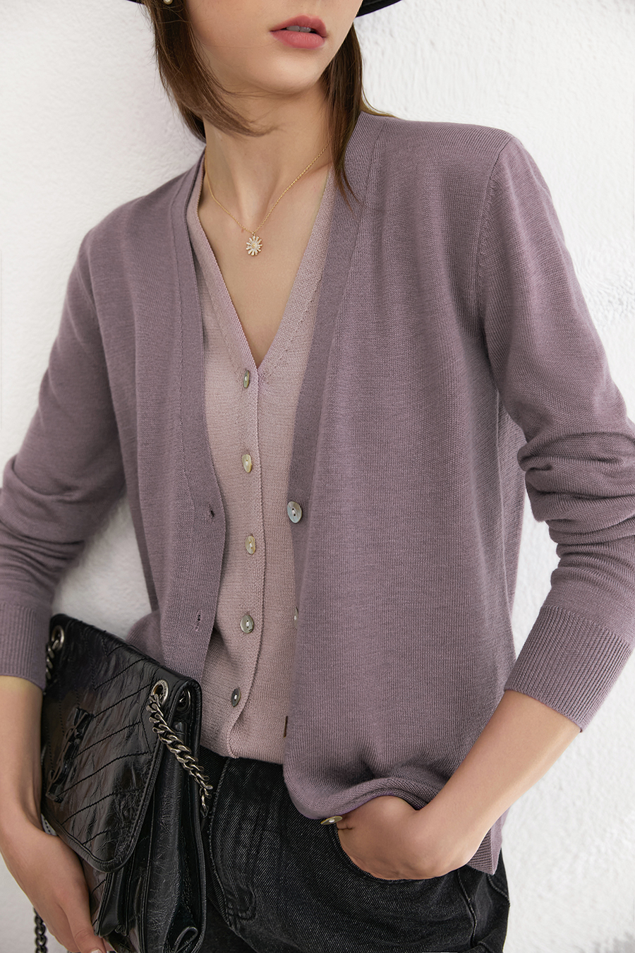 Fake Two - piece Knitted Cardigan|AMII-AMII.com