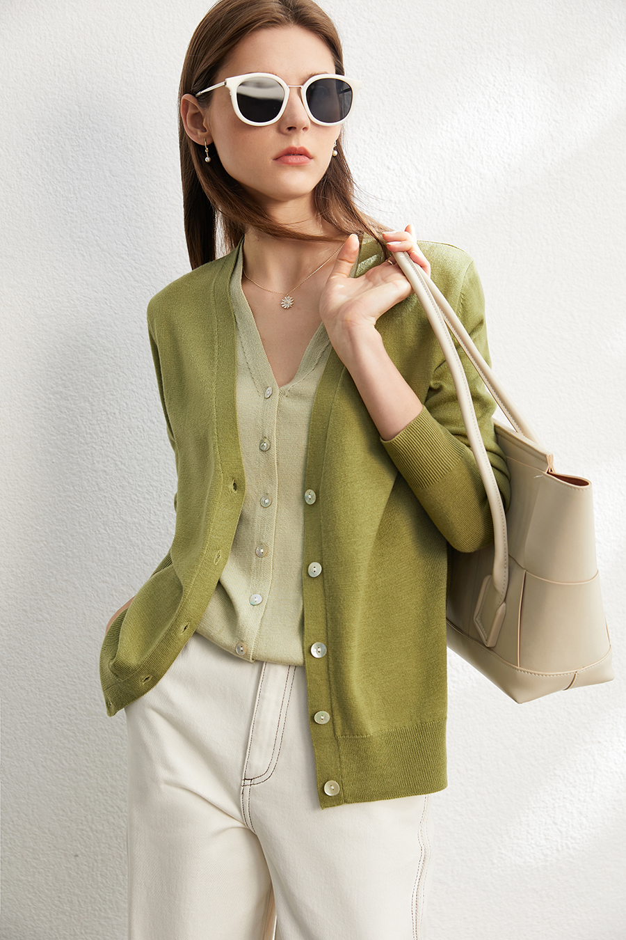 Fake Two - piece Knitted Cardigan|AMII-AMII.com