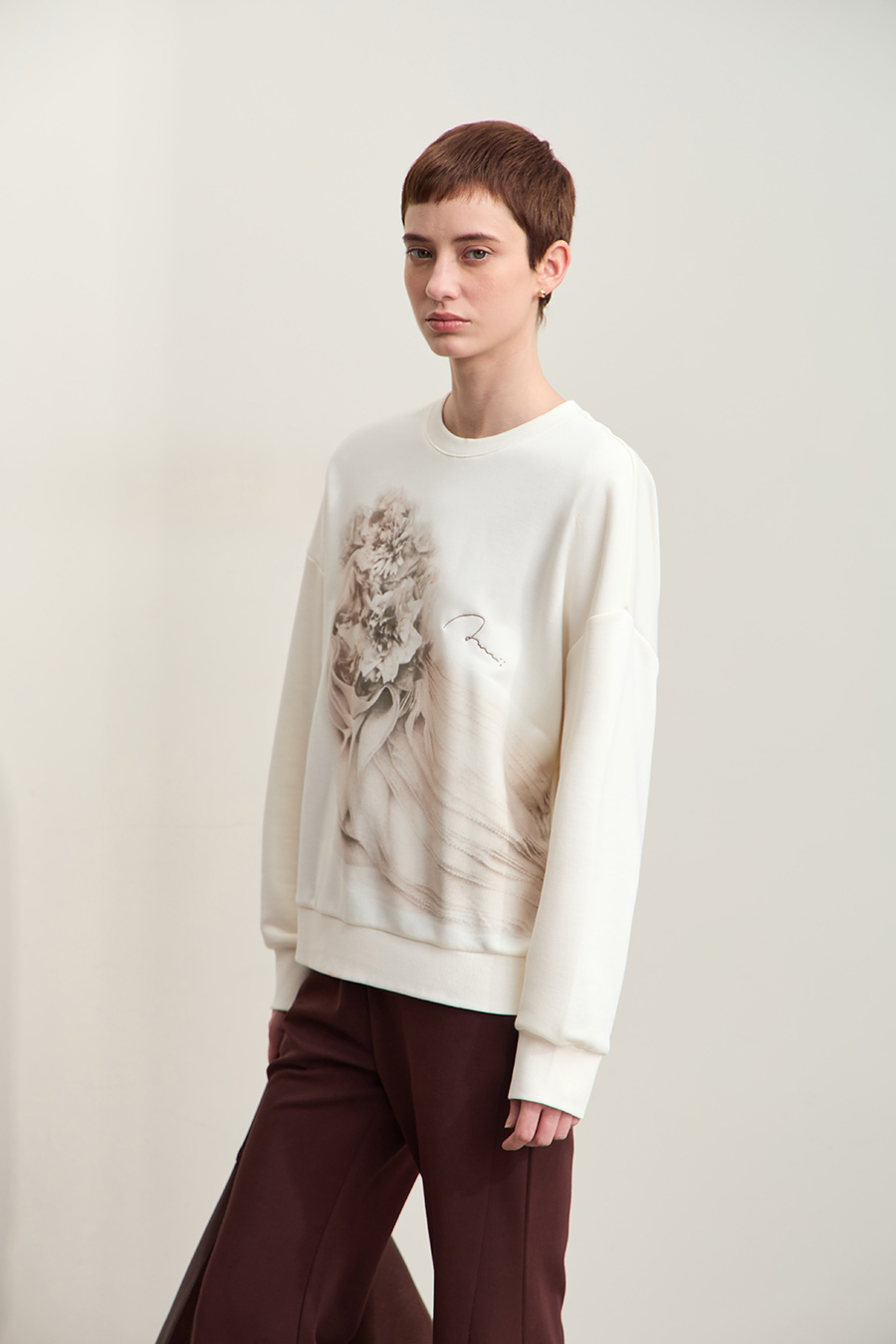 Art Printed & Embroidered Sweatshirt