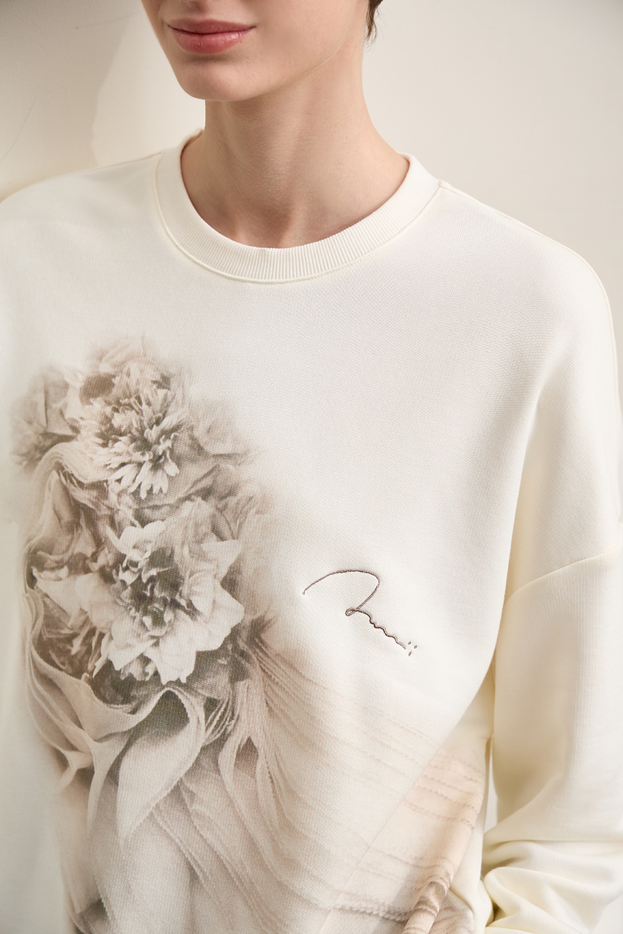 Art Printed & Embroidered Sweatshirt