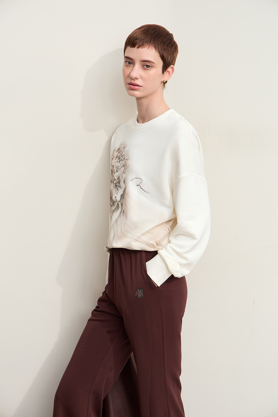 Art Printed & Embroidered Sweatshirt