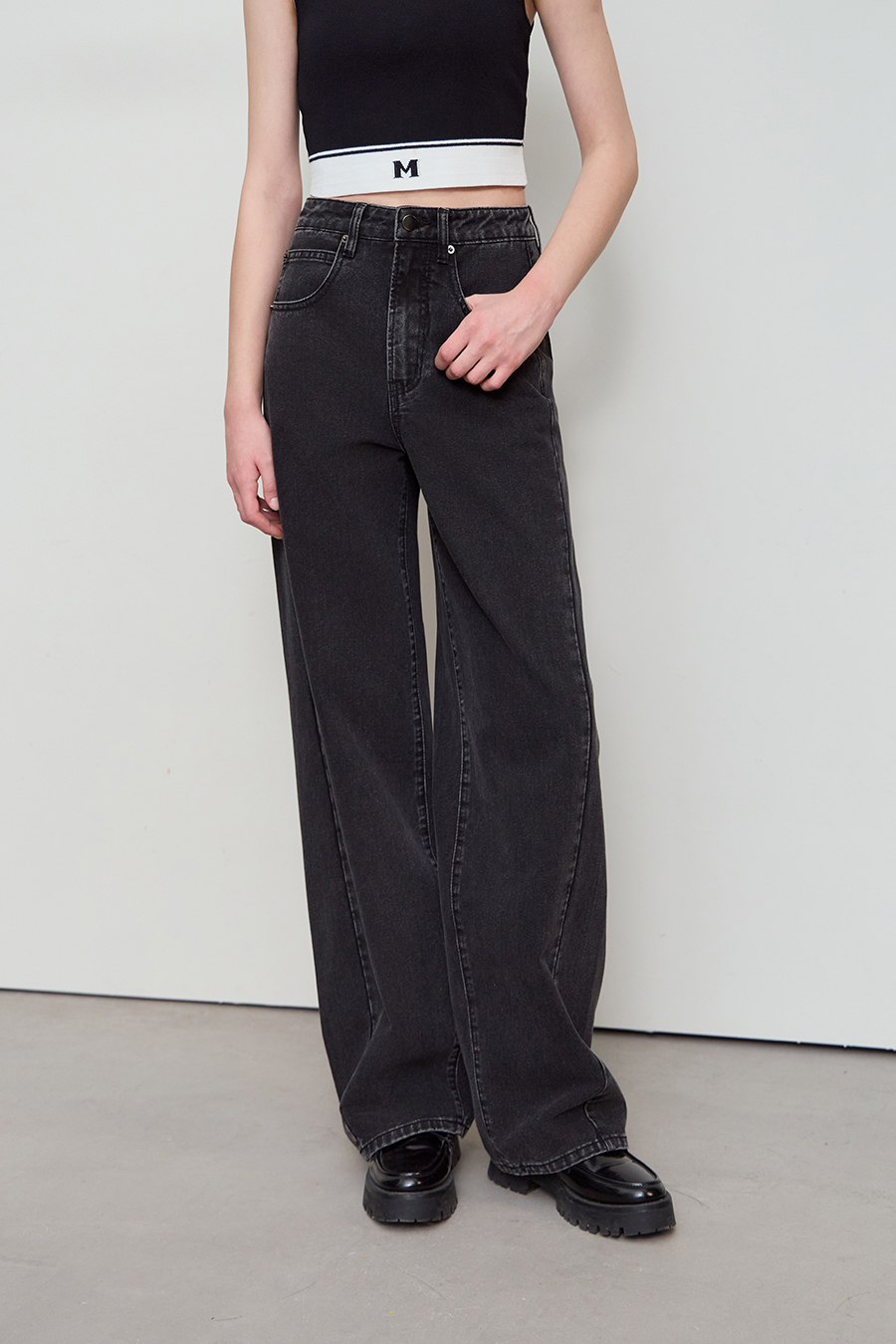 Distressed Washed Denim Long Pants|AMII-AMII.com