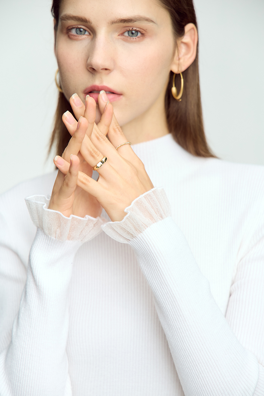 Organza Trimmed Sweater|AMII-AMII.com