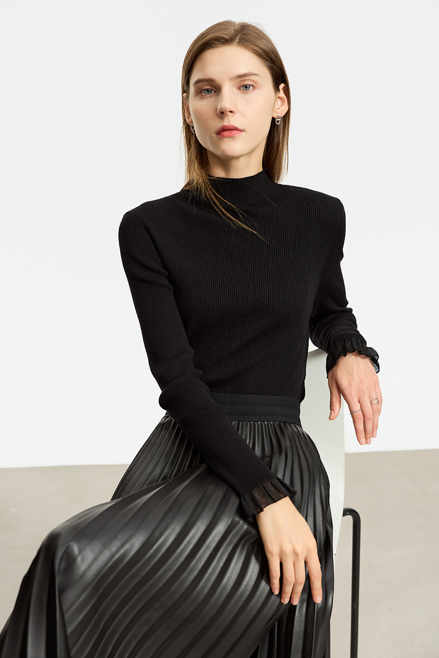 Organza Trimmed Sweater|AMII-AMII.com