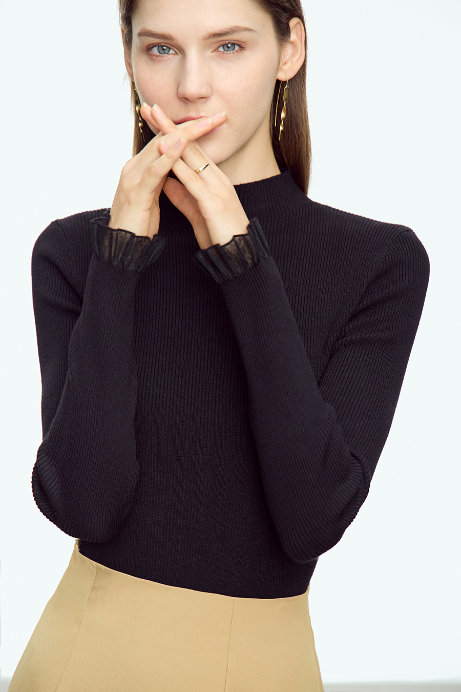 Organza Trimmed Sweater|AMII-AMII.com