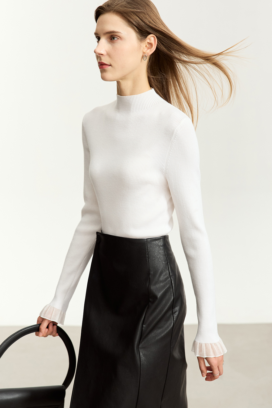 Organza Trimmed Sweater|AMII-AMII.com