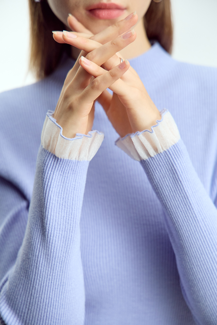 Organza Trimmed Sweater|AMII-AMII.com