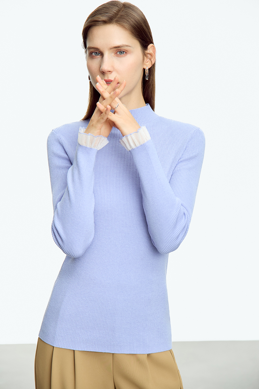 Organza Trimmed Sweater|AMII-AMII.com