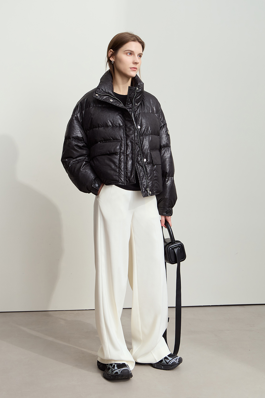 Ultra - loose Faux Leather Down Jacket|AMII-AMII.com