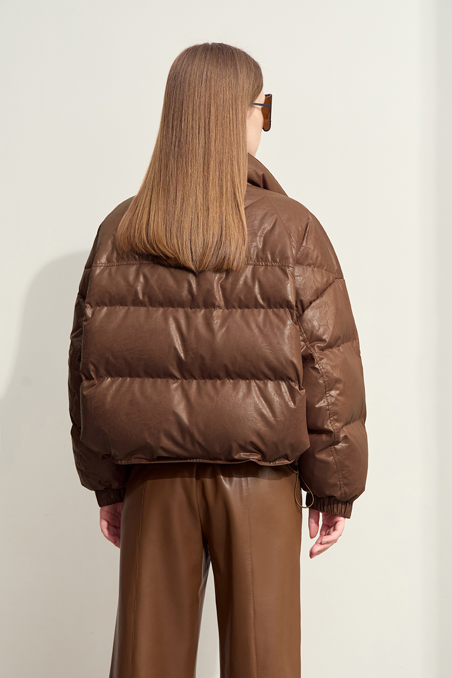 Ultra - loose Faux Leather Down Jacket|AMII-AMII.com