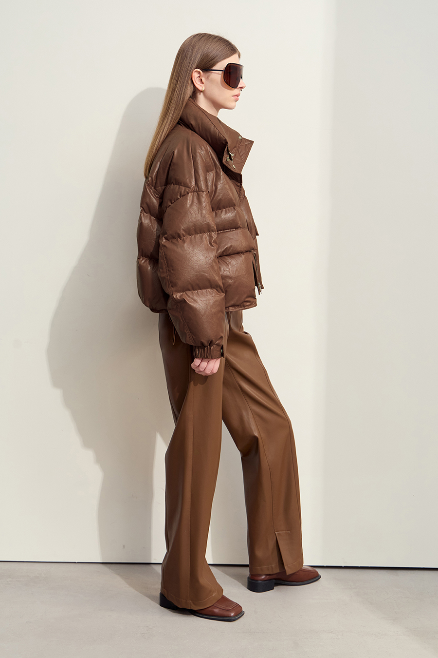 Ultra - loose Faux Leather Down Jacket|AMII-AMII.com