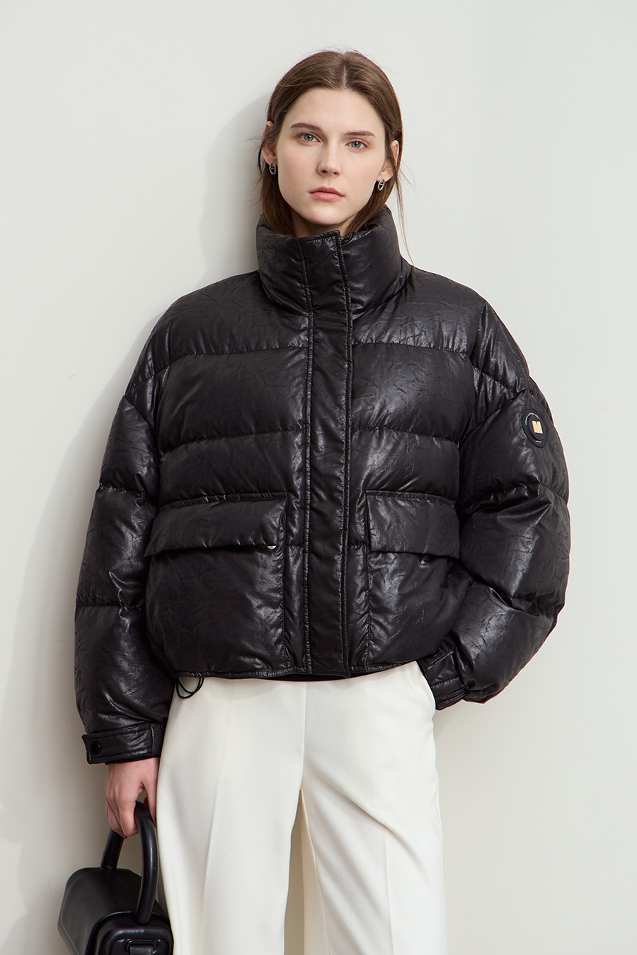 Ultra - loose Faux Leather Down Jacket|AMII-AMII.com