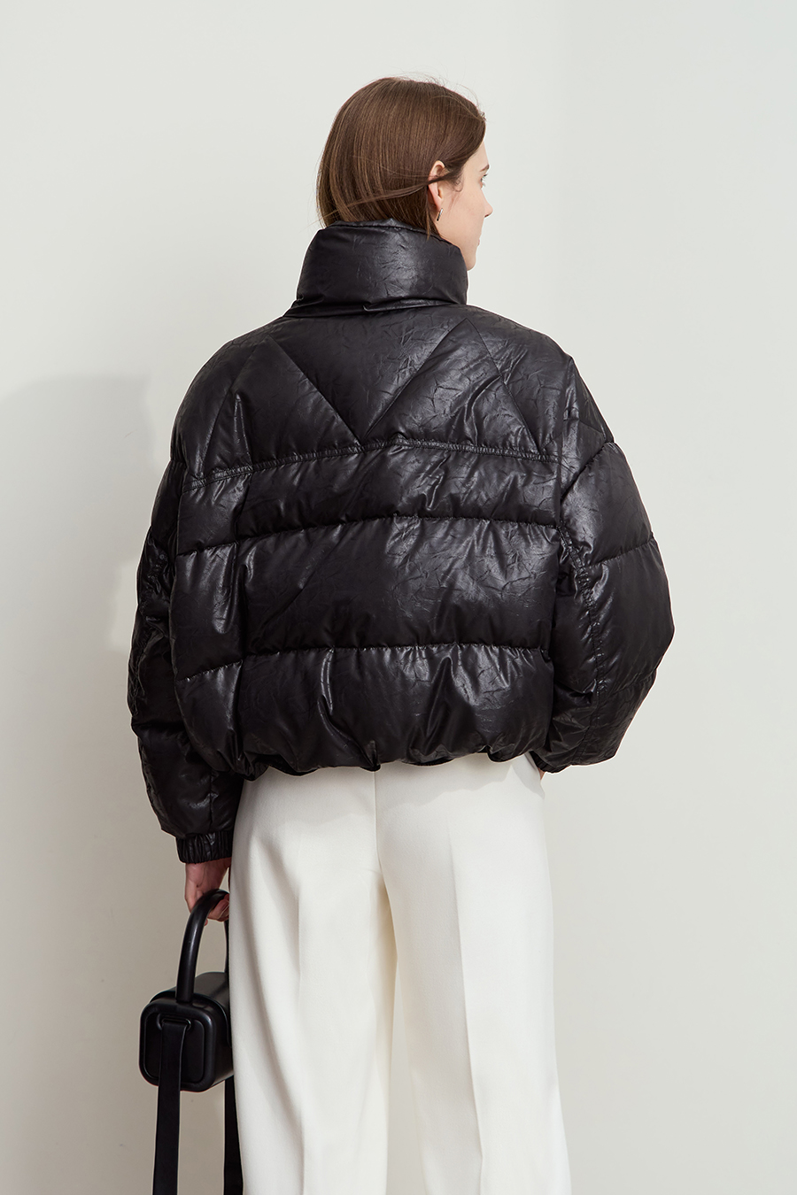 Ultra - loose Faux Leather Down Jacket|AMII-AMII.com