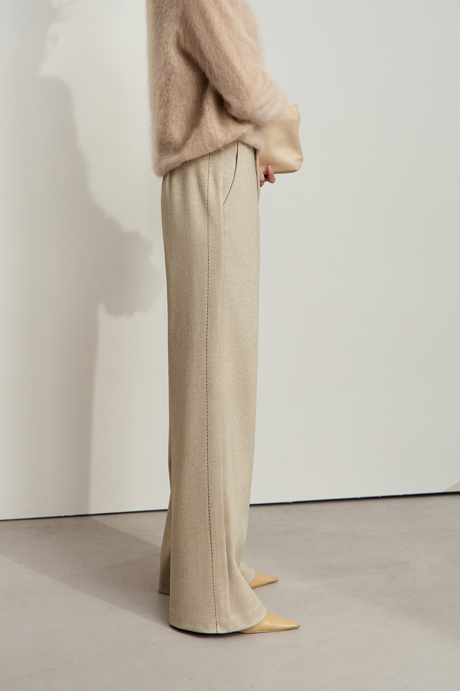 Herringbone Wide - leg Long Pants|AMII-AMII.com