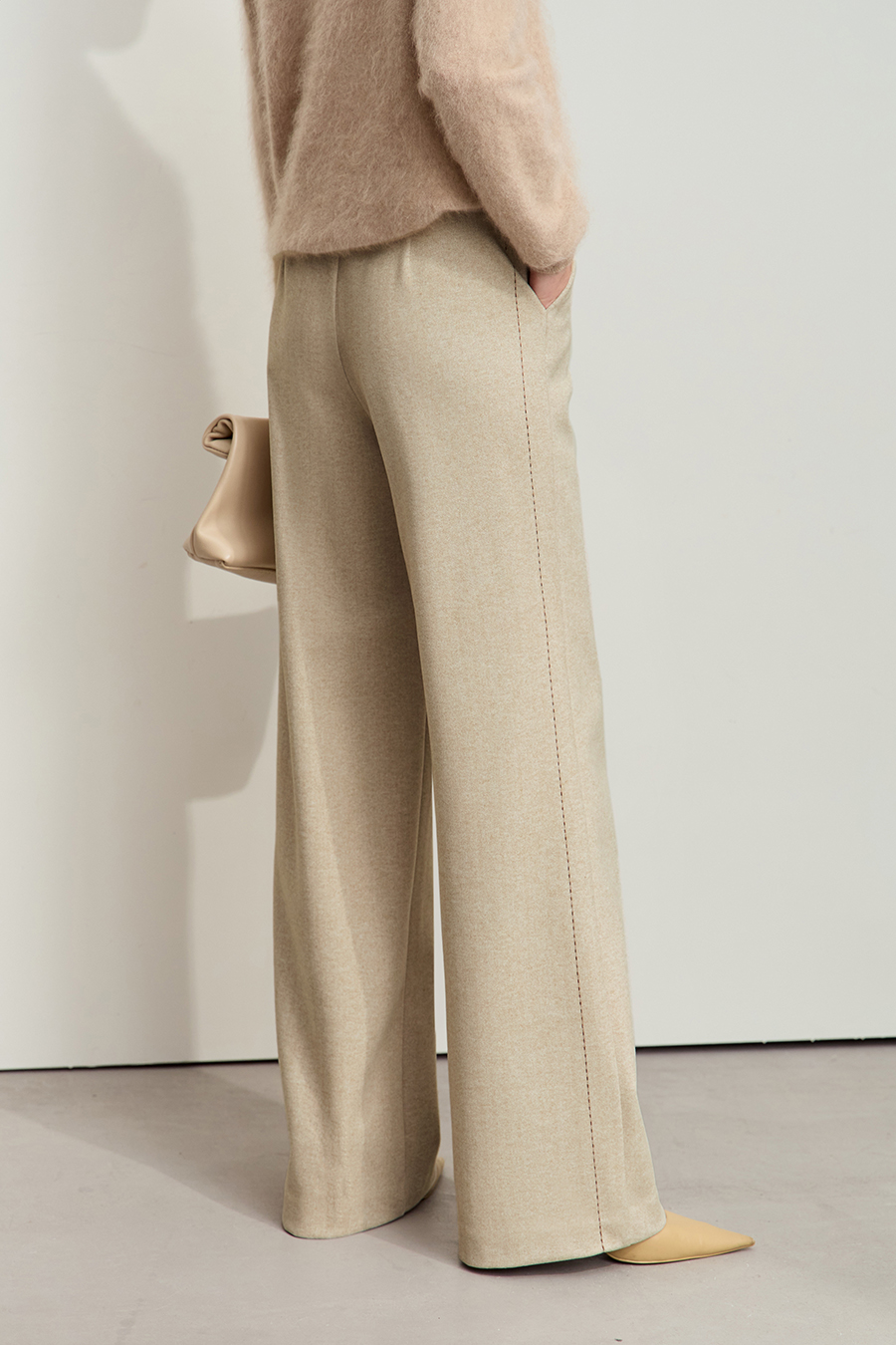 Herringbone Wide - leg Long Pants|AMII-AMII.com