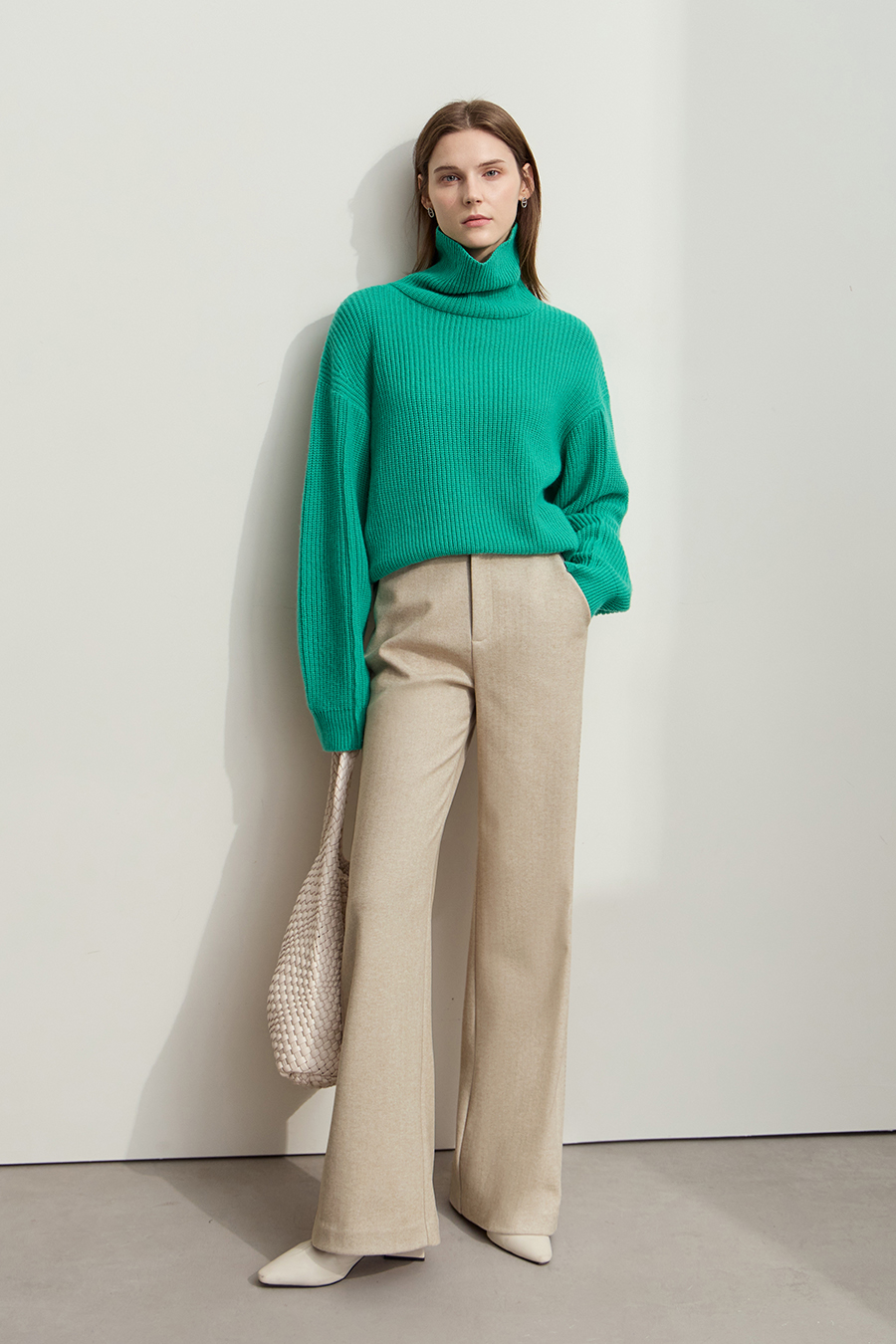 Herringbone Wide - leg Long Pants|AMII-AMII.com