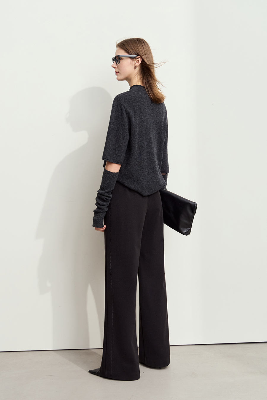 Herringbone Wide - leg Long Pants|AMII-AMII.com