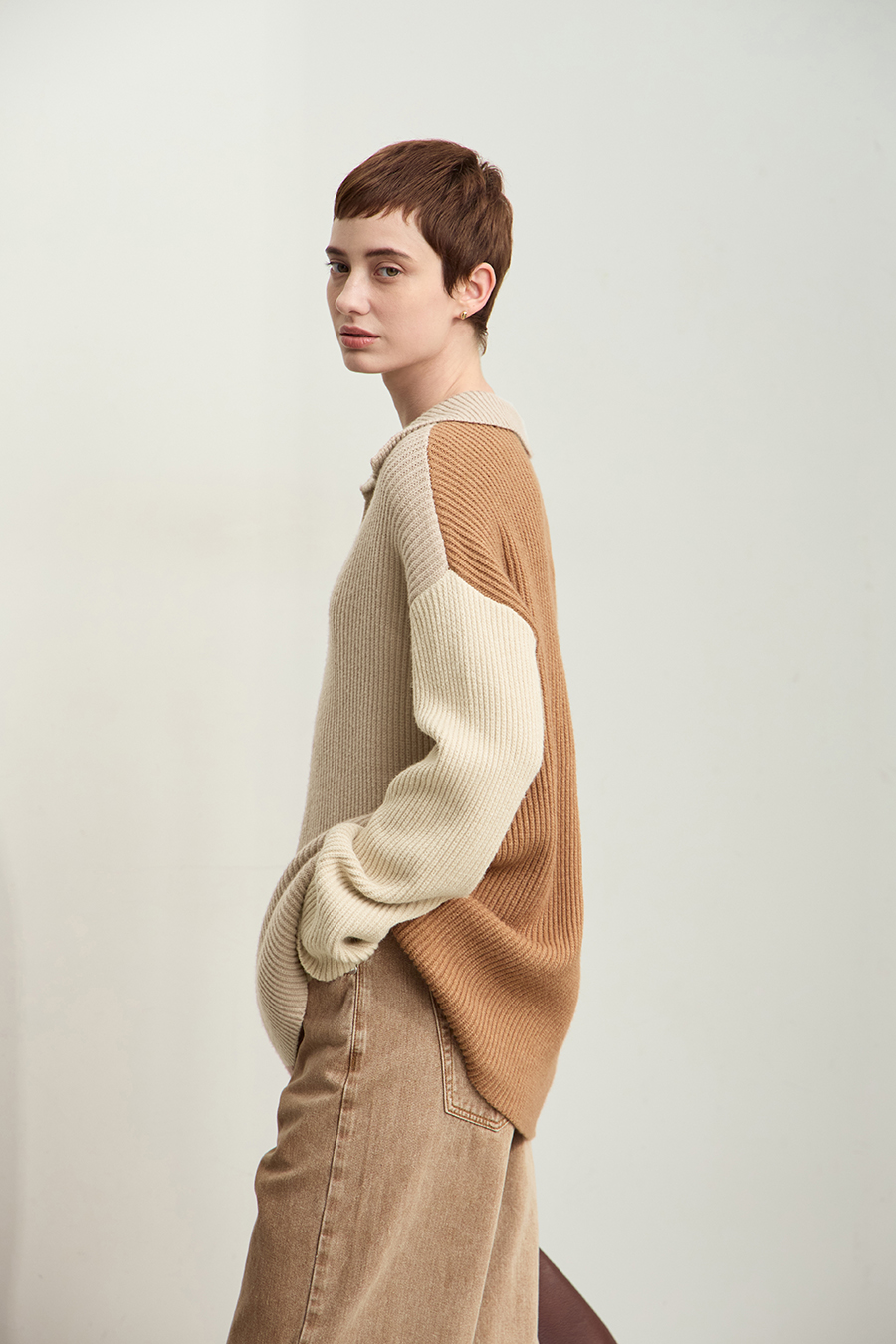 Color Block Loose Sweater|AMII-AMII.com