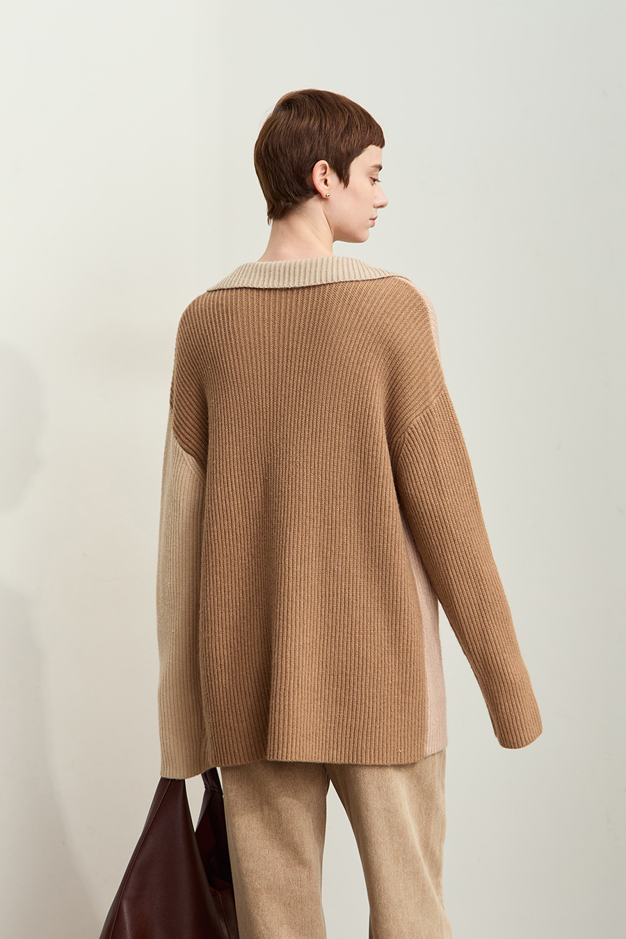 Color Block Loose Sweater|AMII-AMII.com