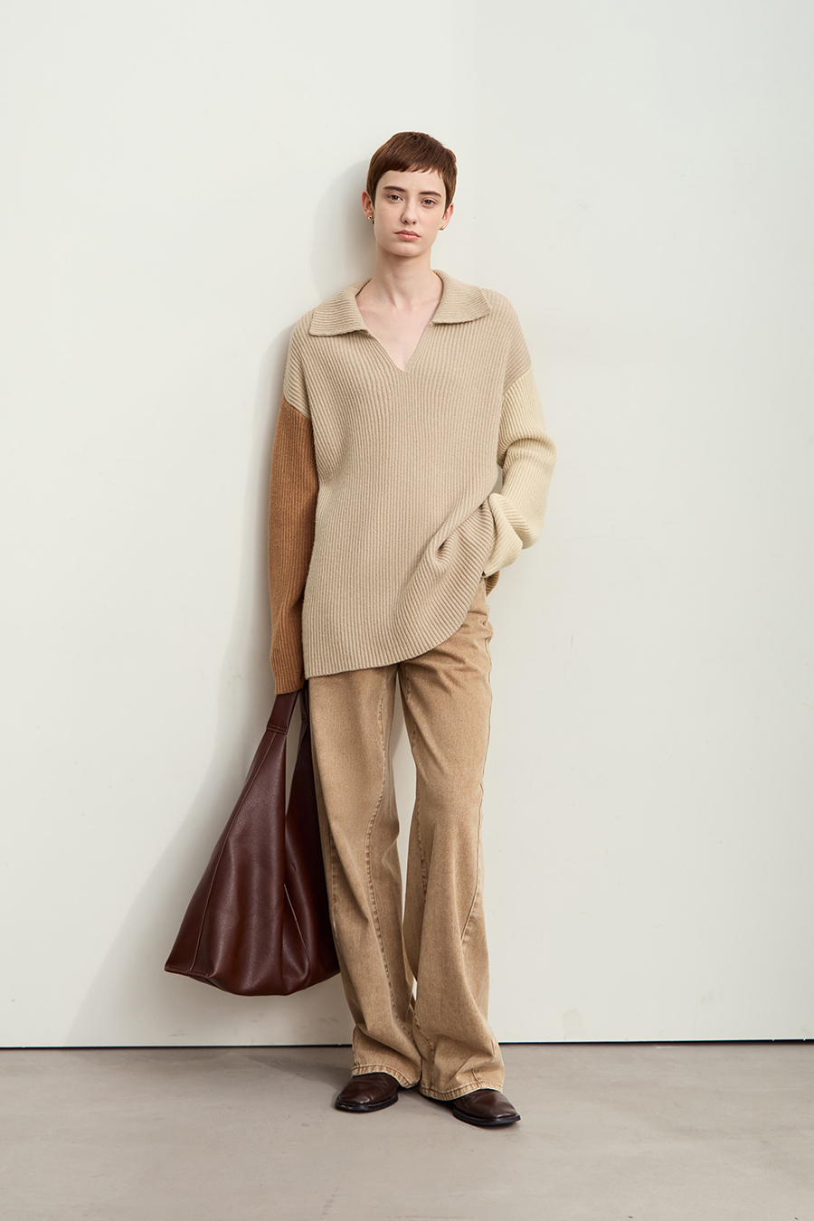 Color Block Loose Sweater|AMII-AMII.com