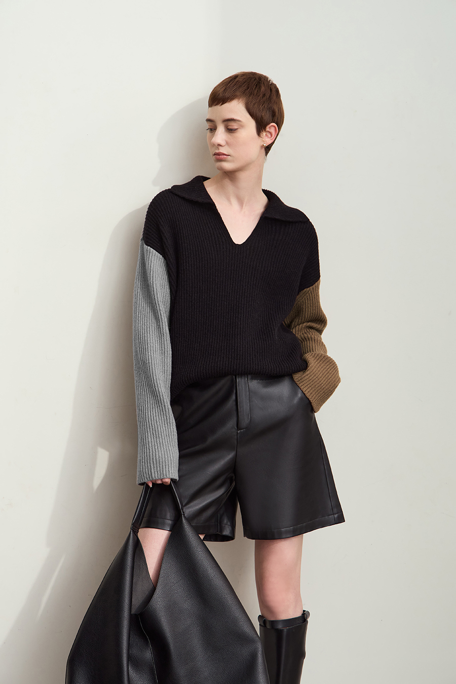 Color Block Loose Sweater|AMII-AMII.com