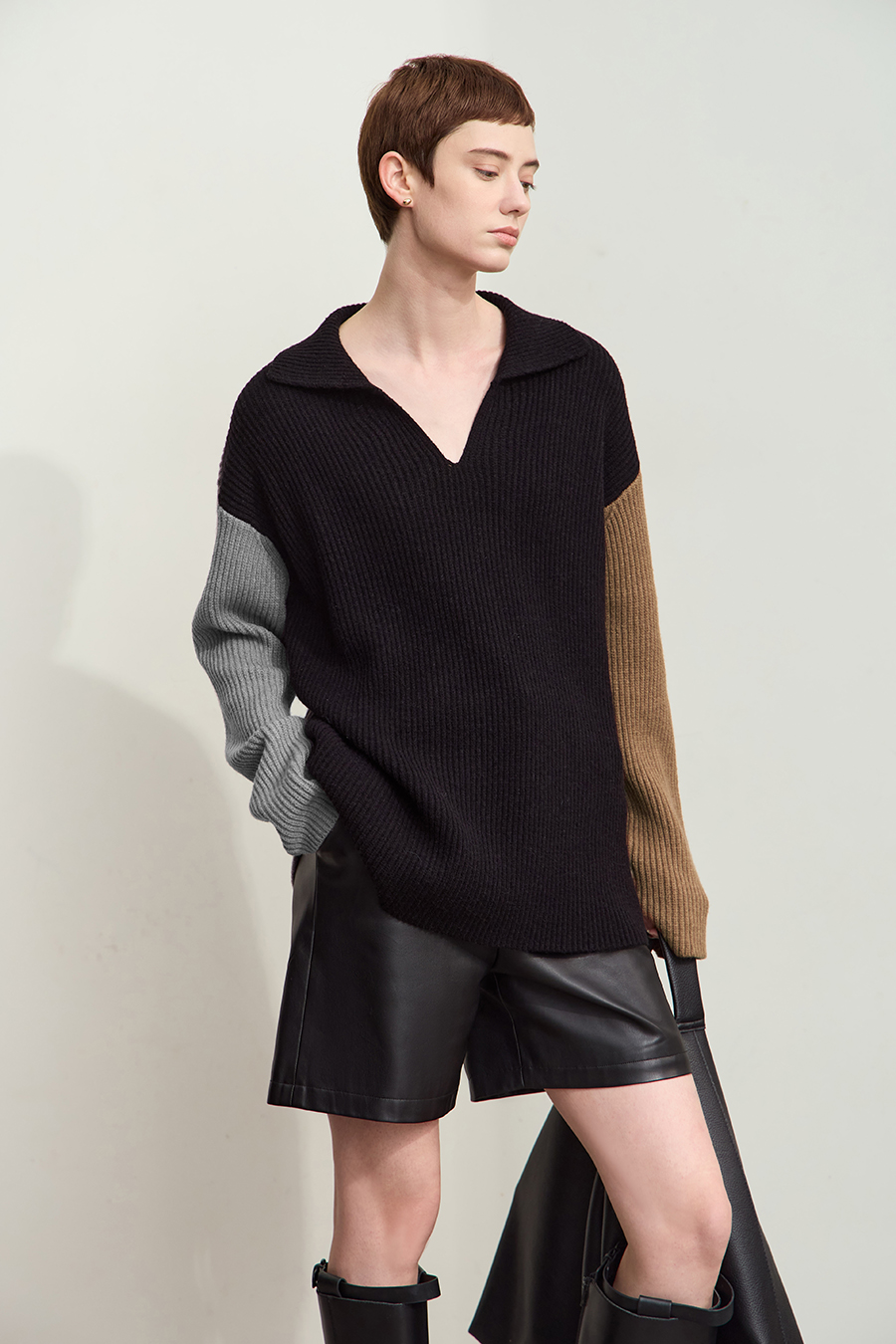Color Block Loose Sweater|AMII-AMII.com