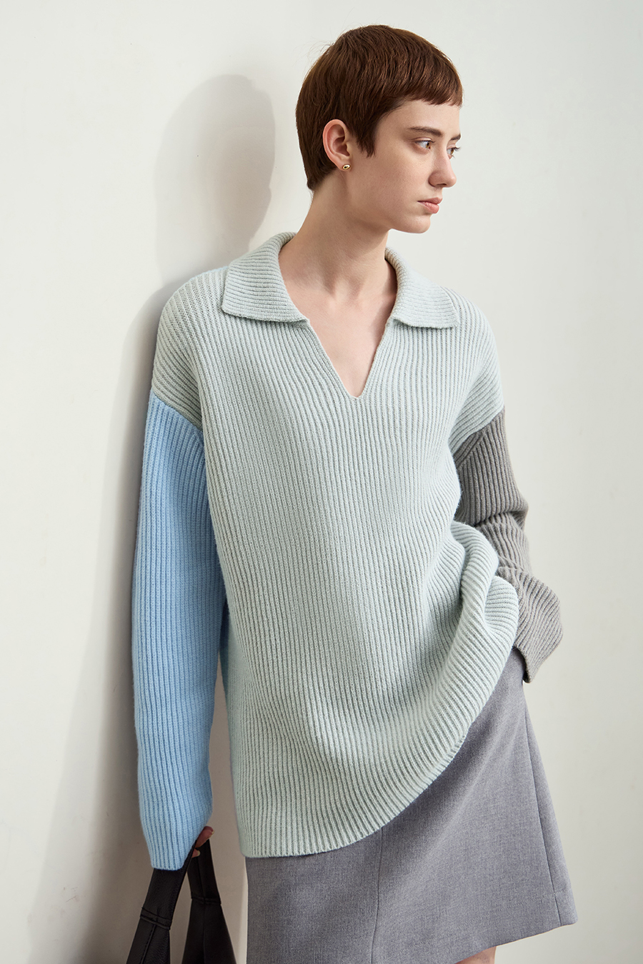 Color Block Loose Sweater|AMII-AMII.com