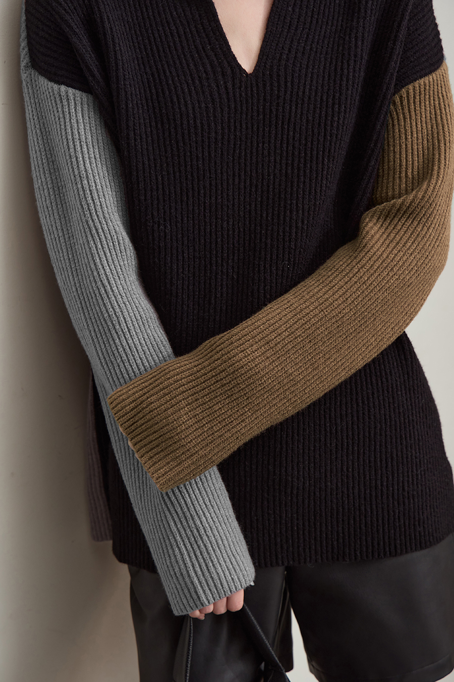 Color Block Loose Sweater|AMII-AMII.com