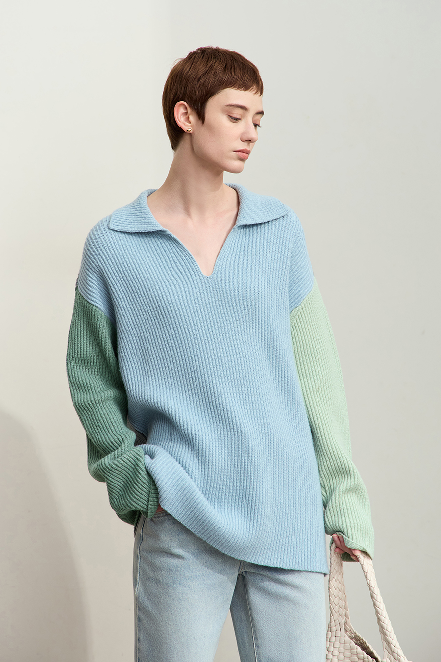 Color Block Loose Sweater|AMII-AMII.com