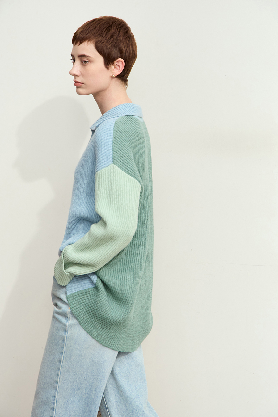 Color Block Loose Sweater|AMII-AMII.com