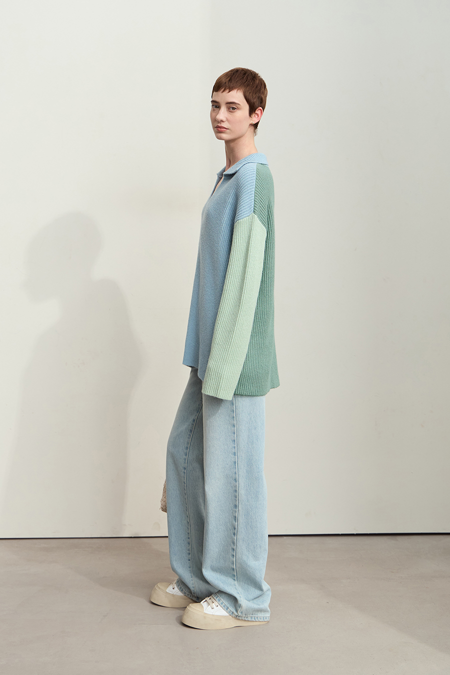 Color Block Loose Sweater|AMII-AMII.com