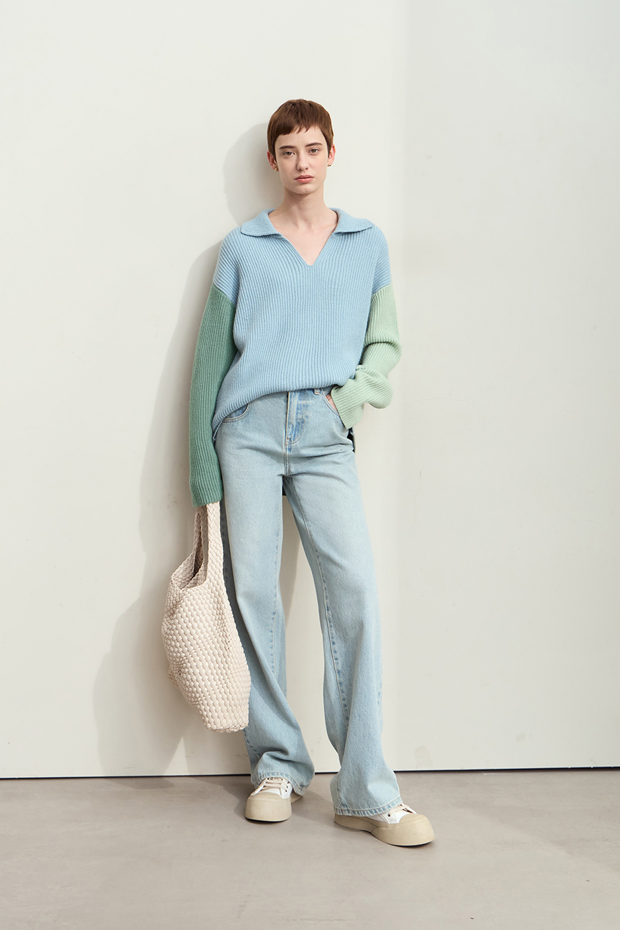 Color Block Loose Sweater|AMII-AMII.com