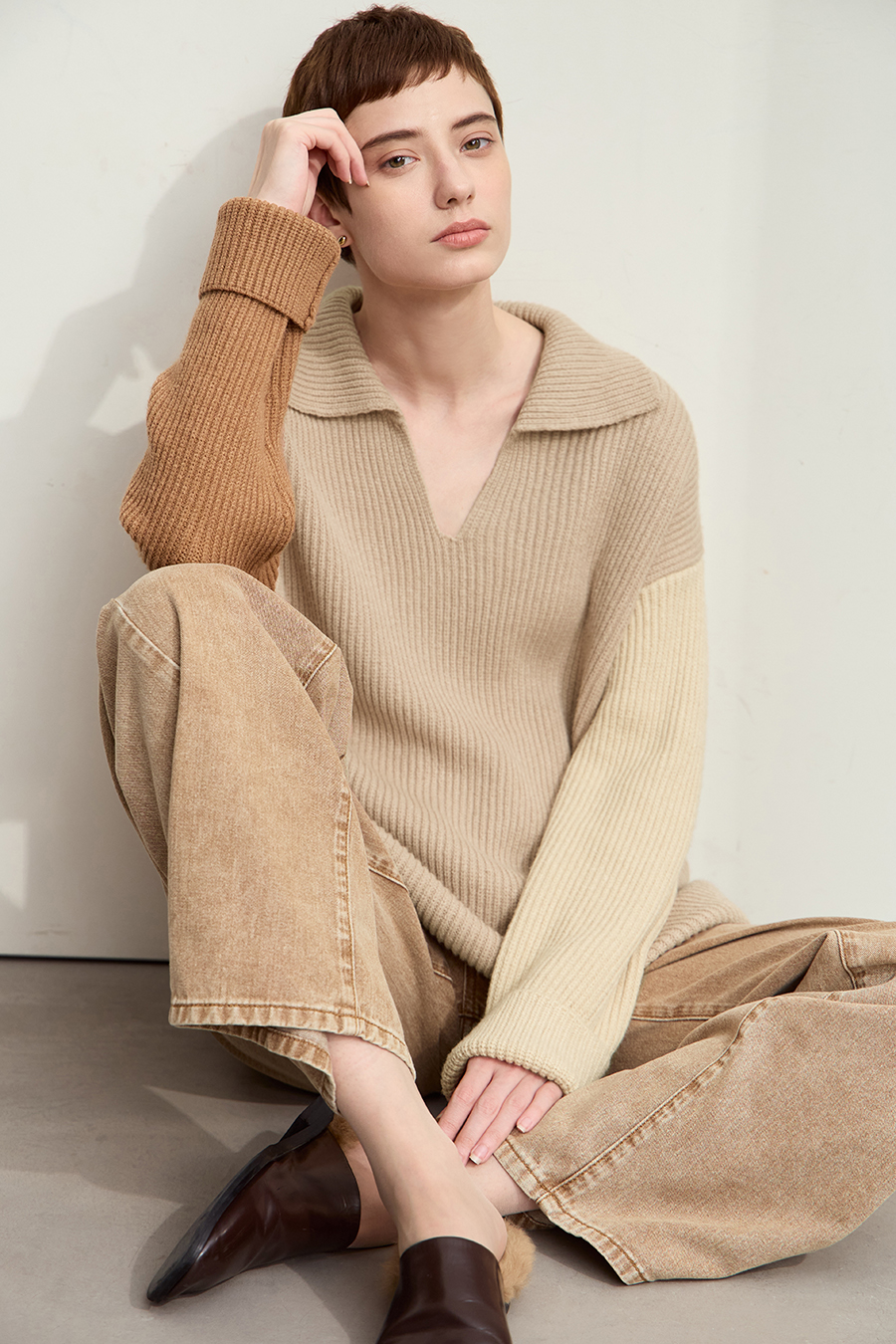 Color Block Loose Sweater|AMII-AMII.com