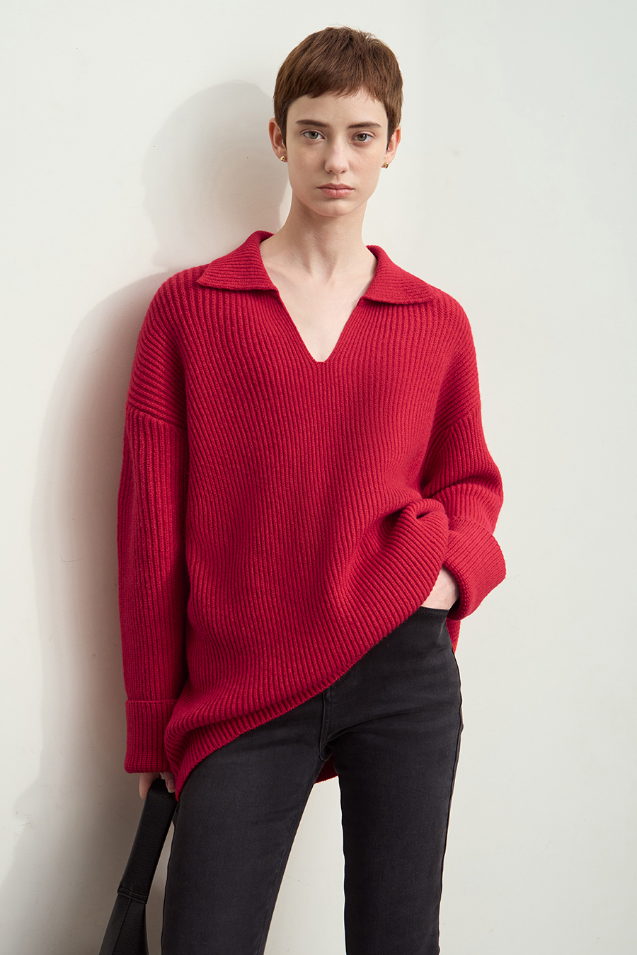 Collar Loose Drop Shoulder Sweater