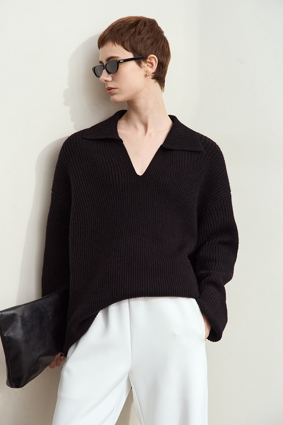 Collar Loose Drop Shoulder Sweater