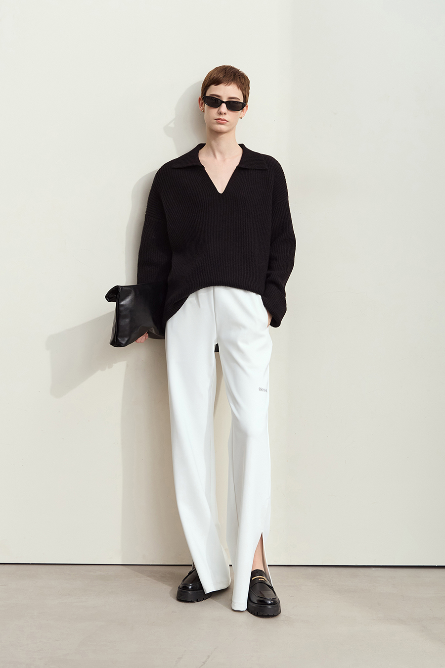 Collar Loose Drop Shoulder Sweater