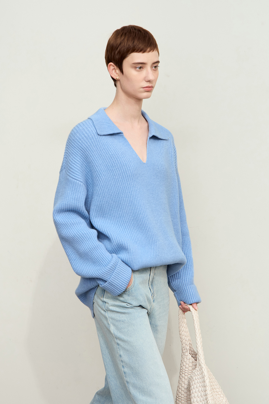 Collar Loose Drop Shoulder Sweater