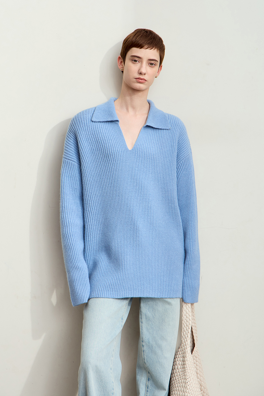 Collar Loose Drop Shoulder Sweater